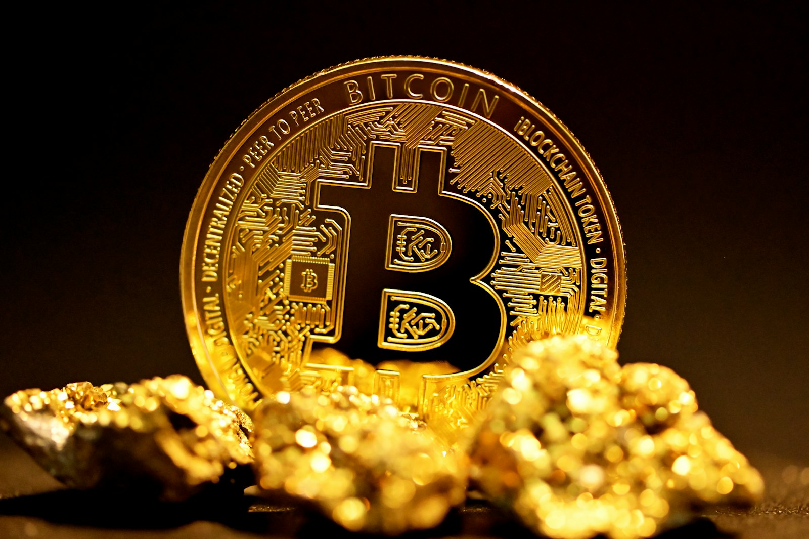 A physical bitcoin coin representing digital currency